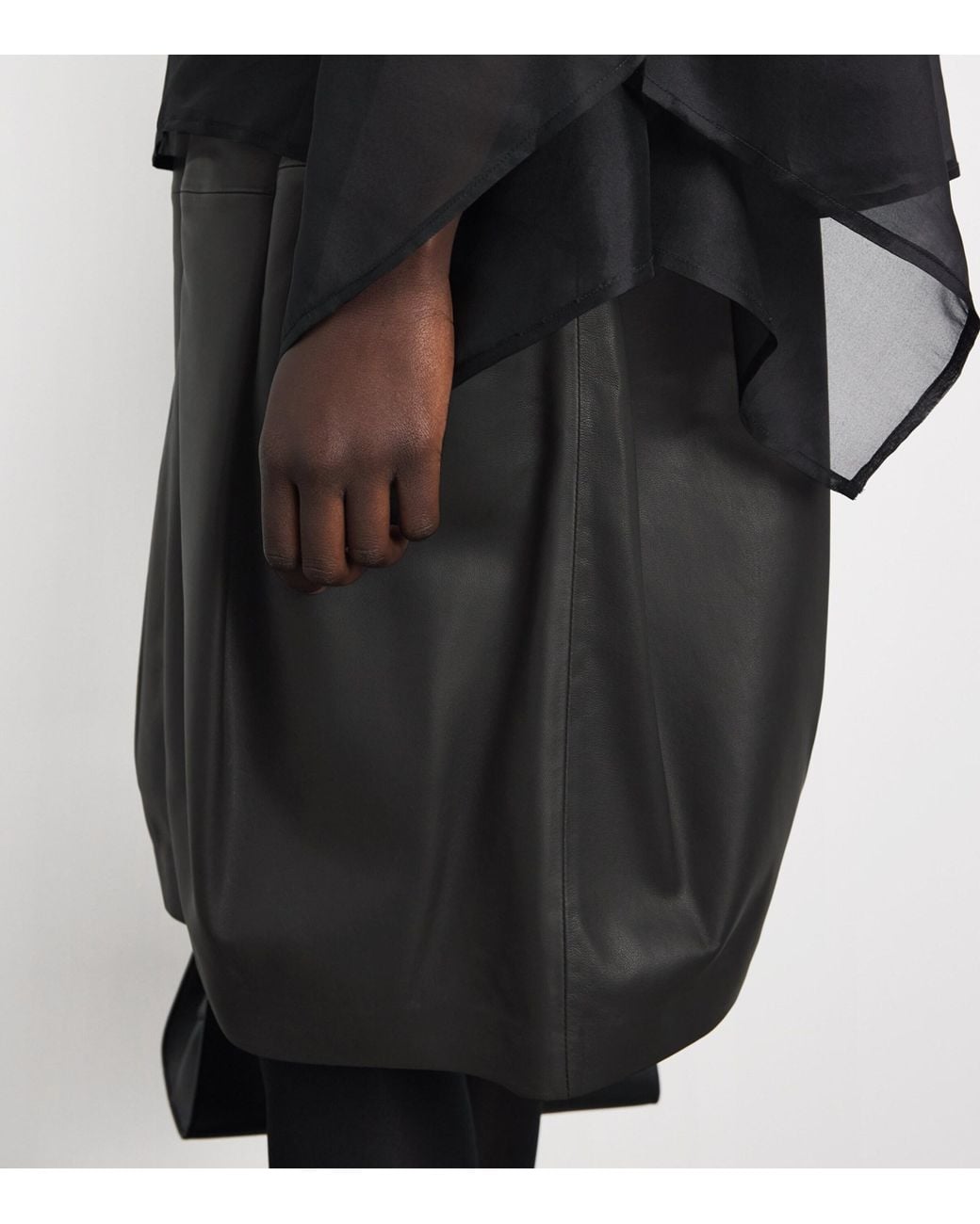 Totême Gray Leather Midi Skirt