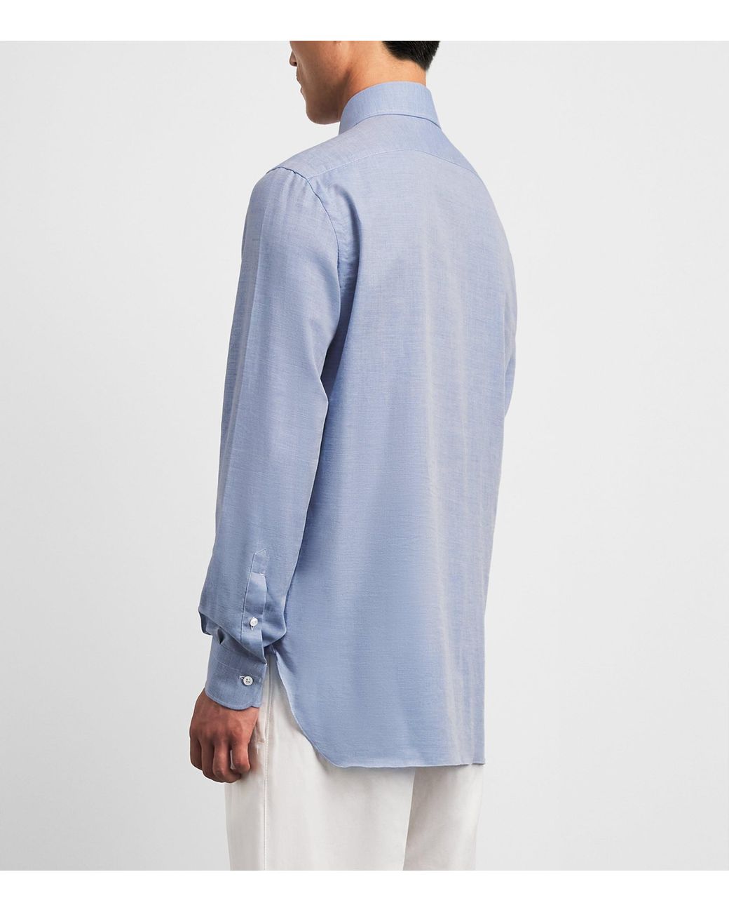 Barba Napoli Blue Cotton-Cashmere Shirt for men