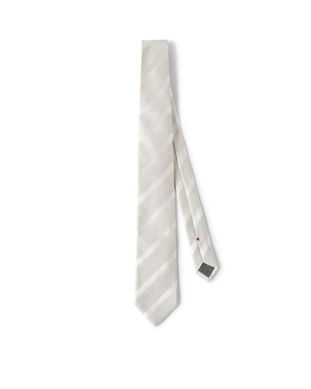 Brunello Cucinelli White Silk Stripe Tie for men