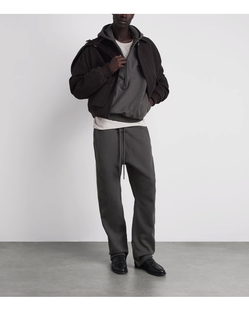 Fear Of God Gray Signature Lounge Half-Zip Hoodie for men