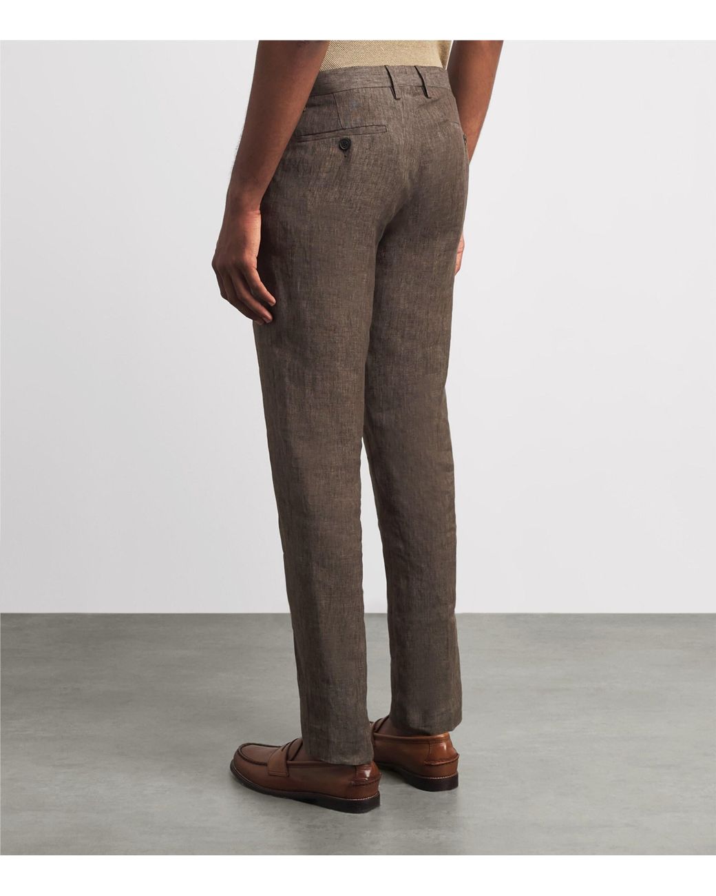 Sunspel Gray Linen Slim Trousers for men