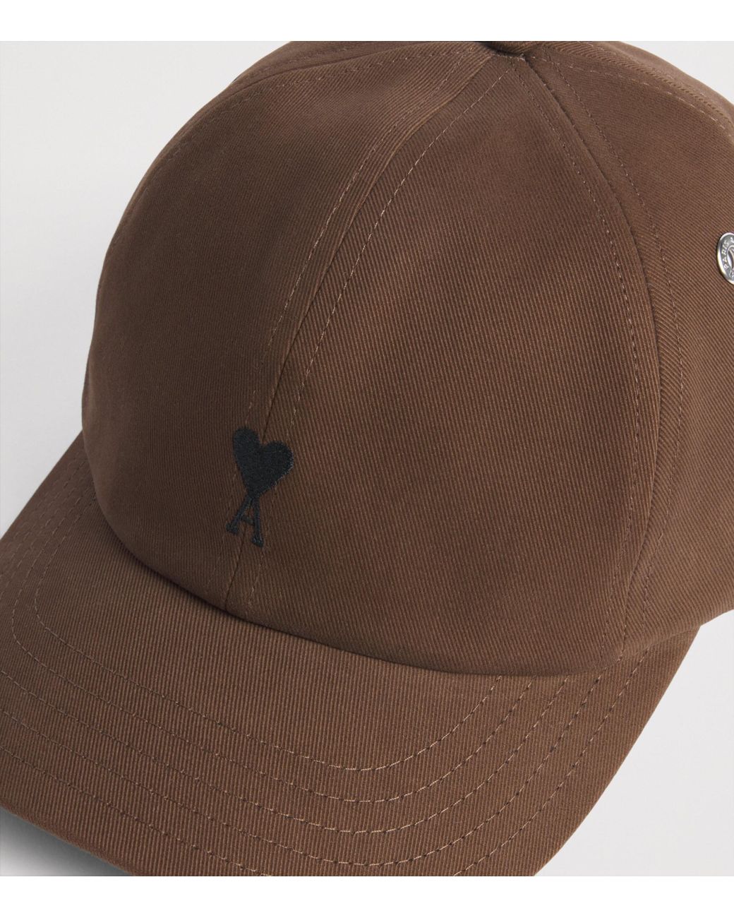 AMI Brown Embroidered Logo Baseball Cap for men