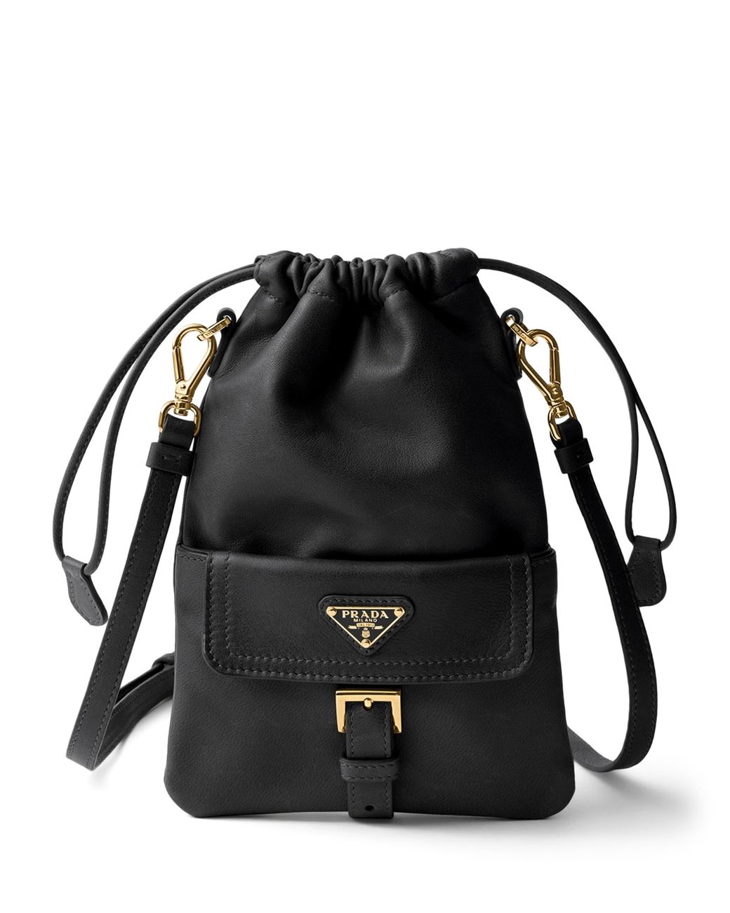 Prada Black Nappa Leather Drawstring Pouch