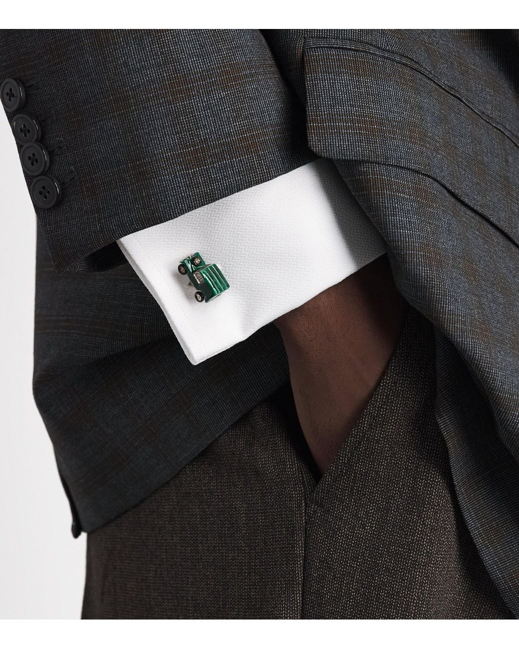 Deakin & Francis Green Sterling And Enamel Car Cufflinks for men