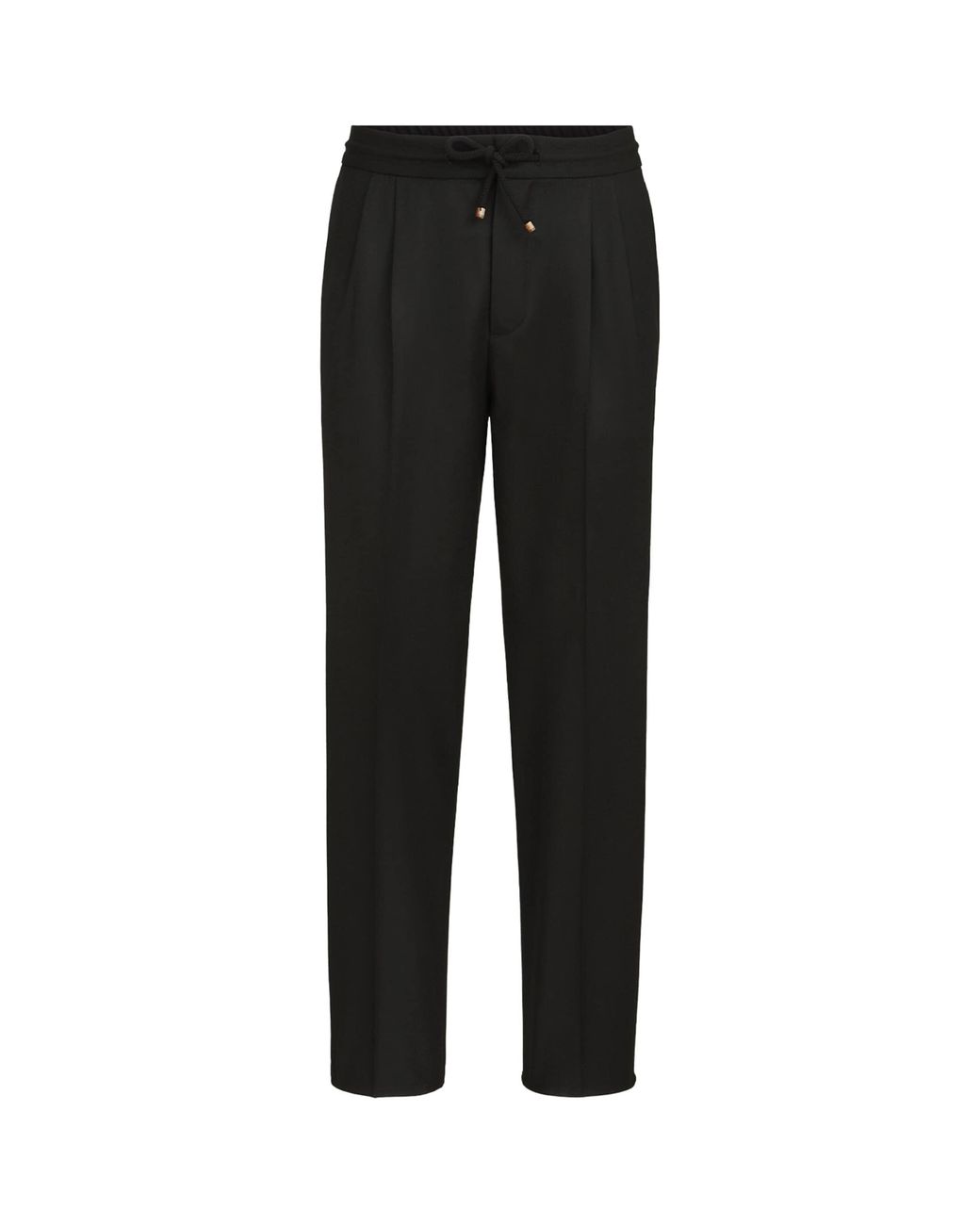Brunello Cucinelli Black Virgin Wool Flannel Trousers for men