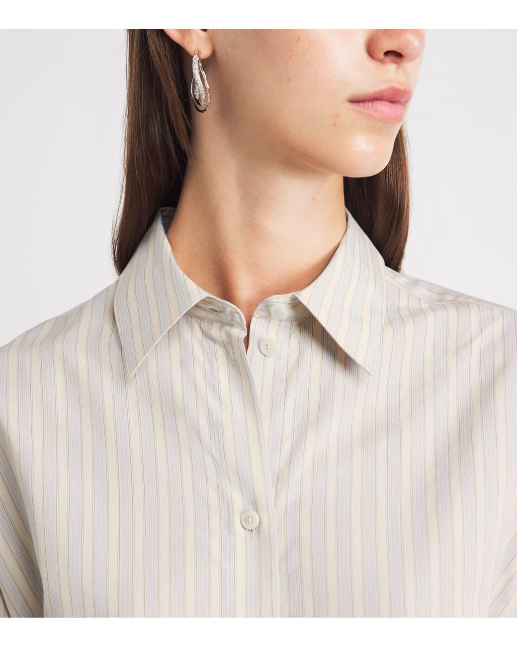 Totême White Silk Oversized Stripe Shirt