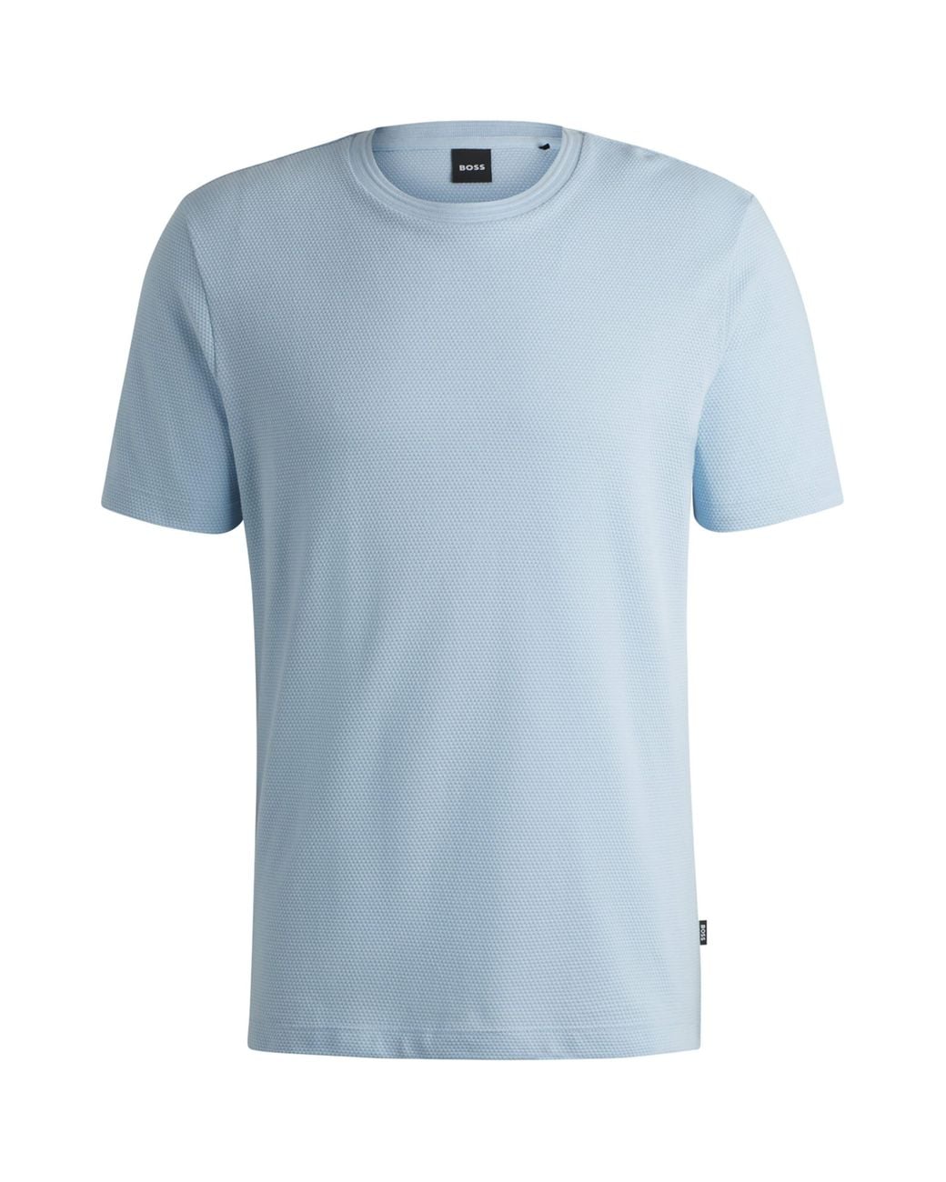 Boss Blue Cotton-Blend Bubble-Jacquard T-Shirt for men