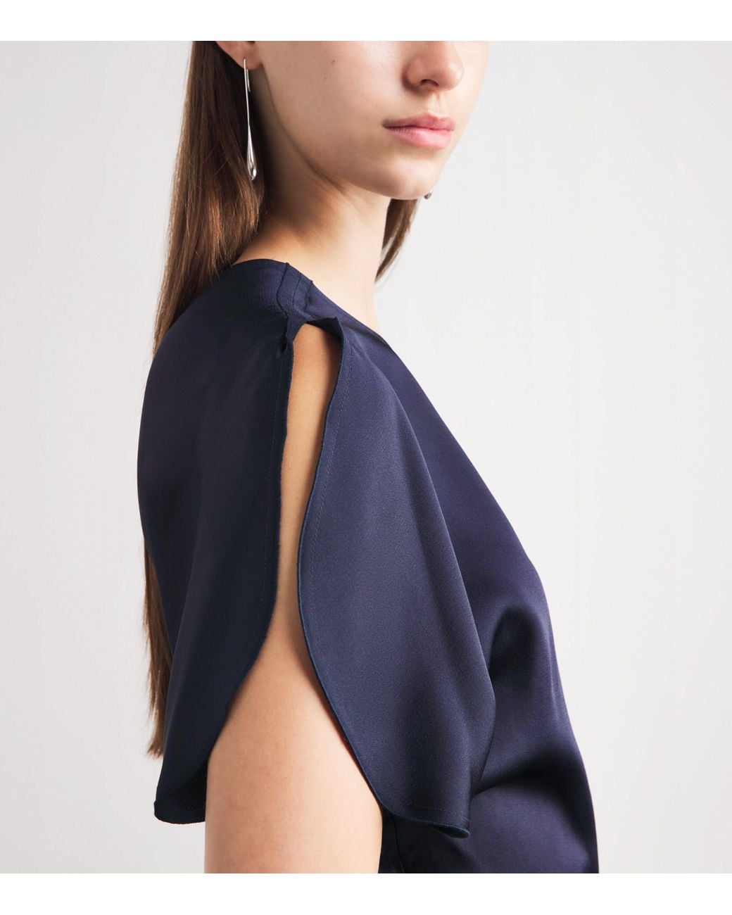 Victoria Beckham Blue Satin Bela Midi Dress