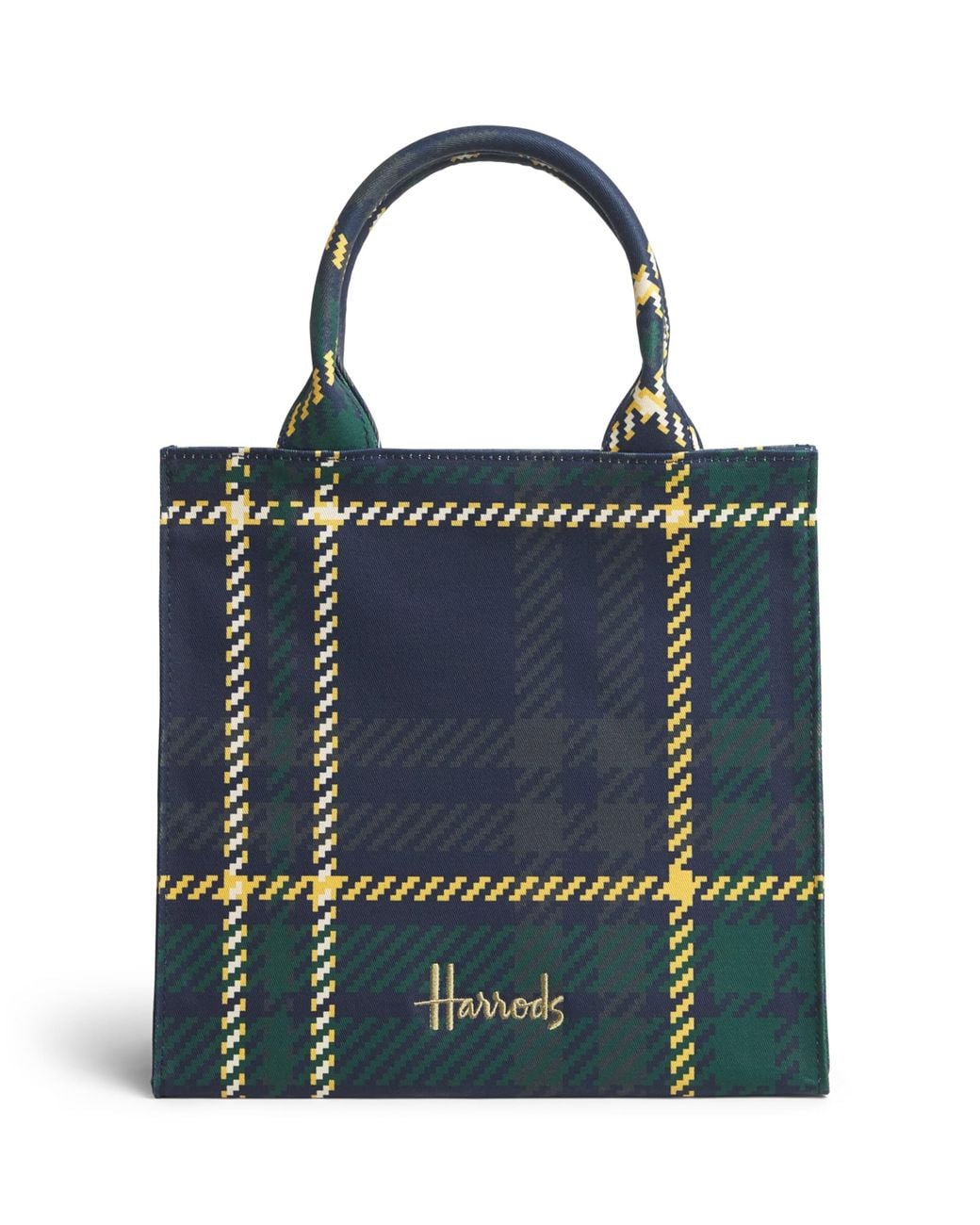 Harrods Blue Small Tartan Tote Bag