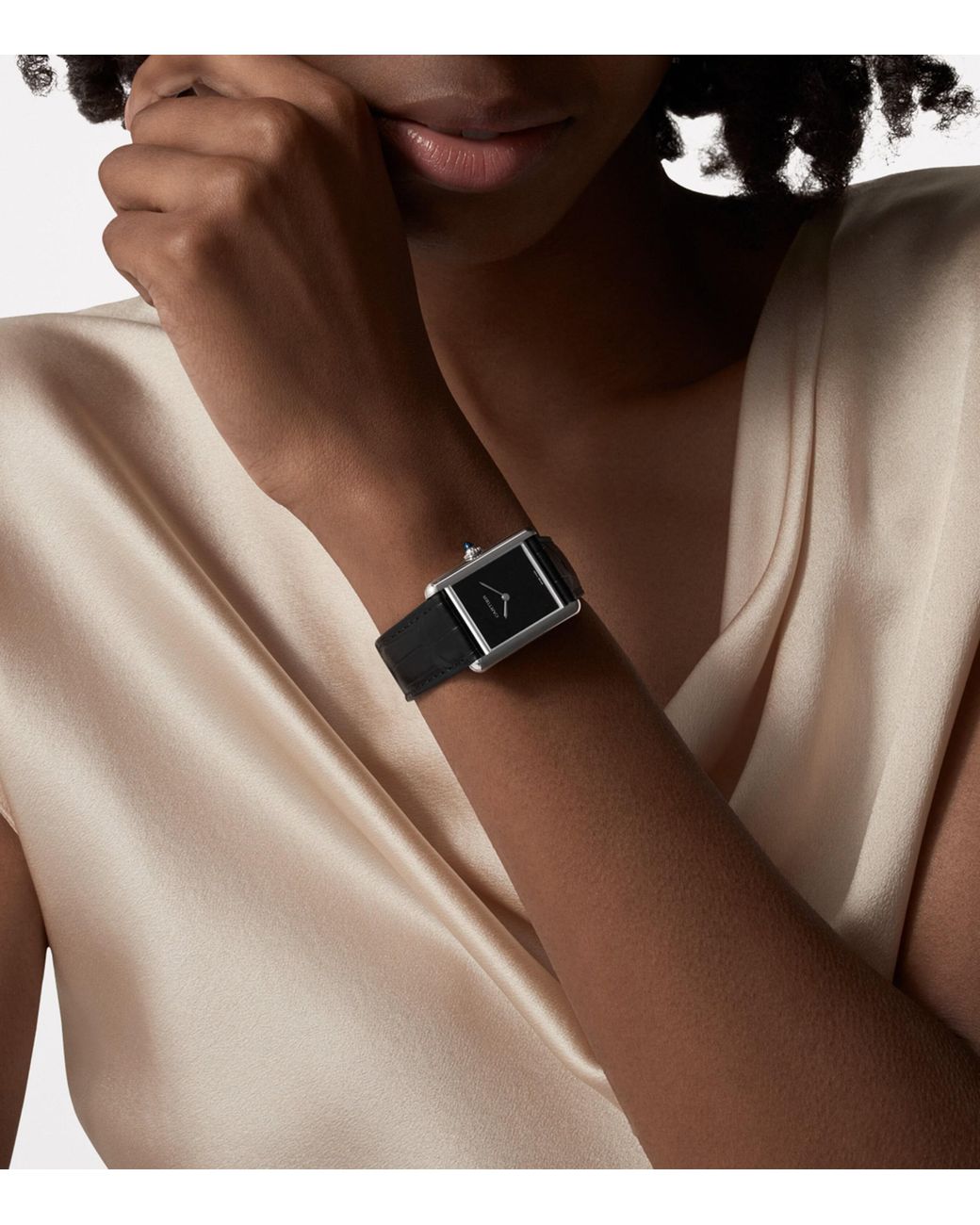 Cartier Black Steel Tank Louis Watch