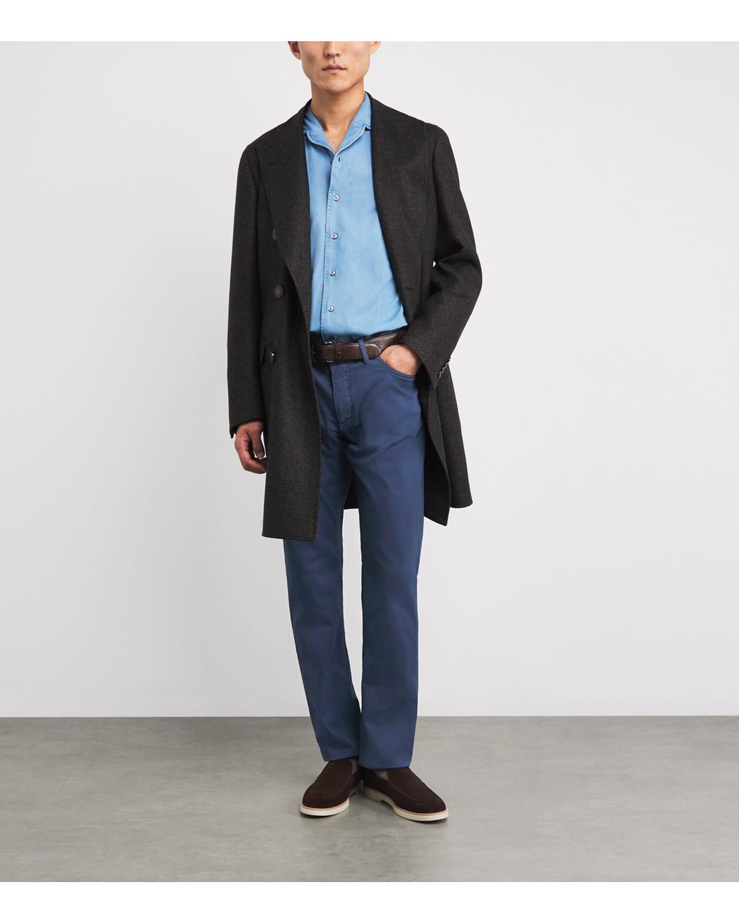 Brioni Blue Stretch-Cotton Chinos for men