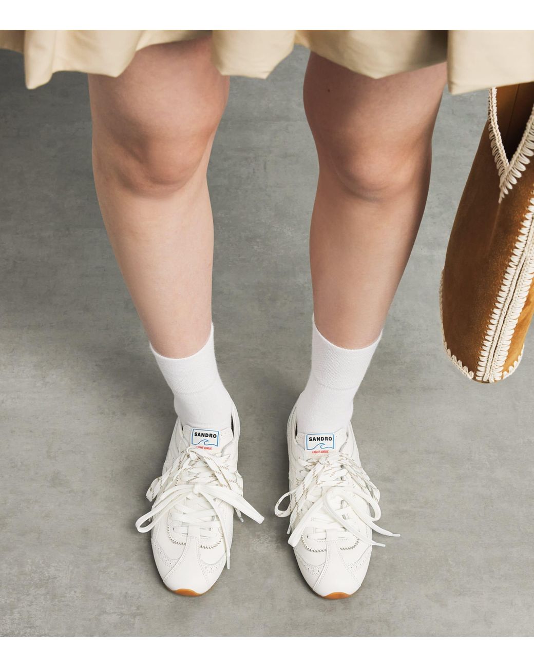 Sandro White Leather Light Wave Sneakers
