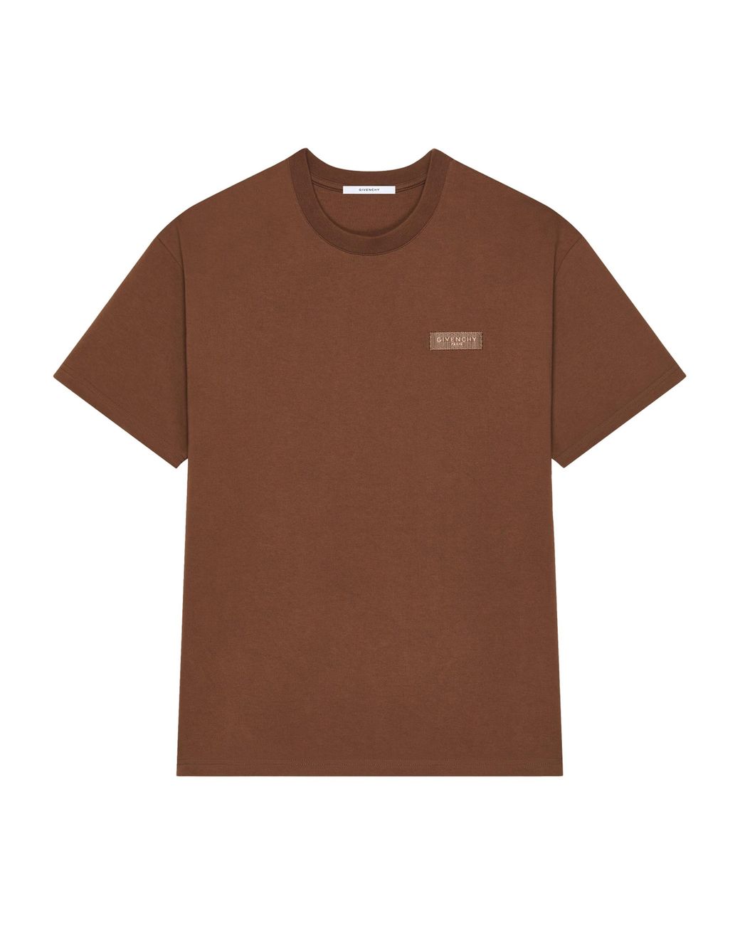 Givenchy Brown Cotton Logo-Tab T-Shirt for men
