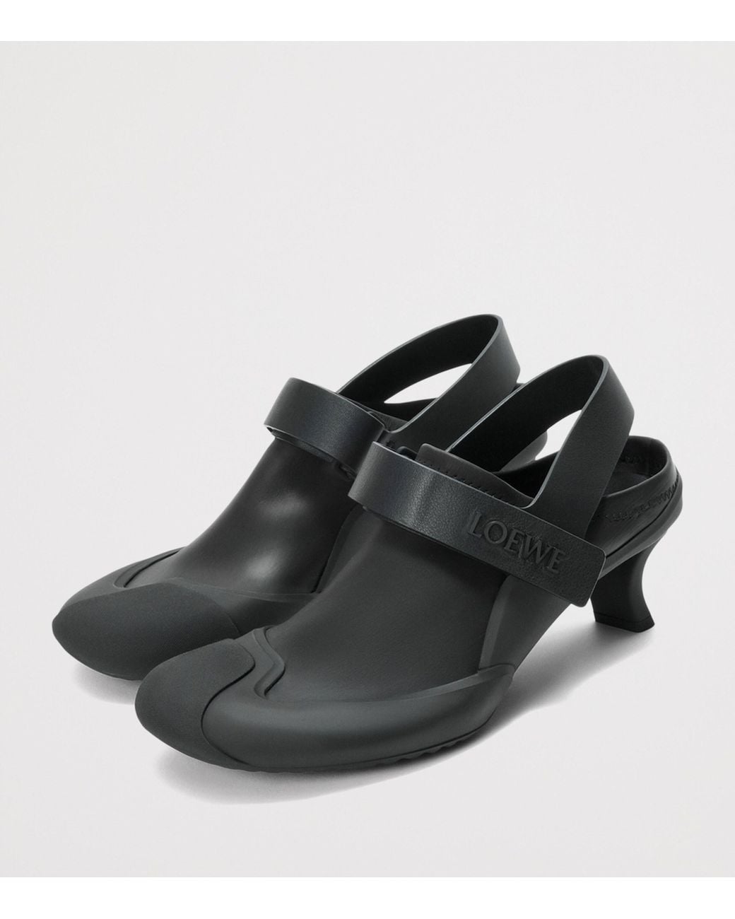 Loewe Black Leather Dive Slingback Mules 45