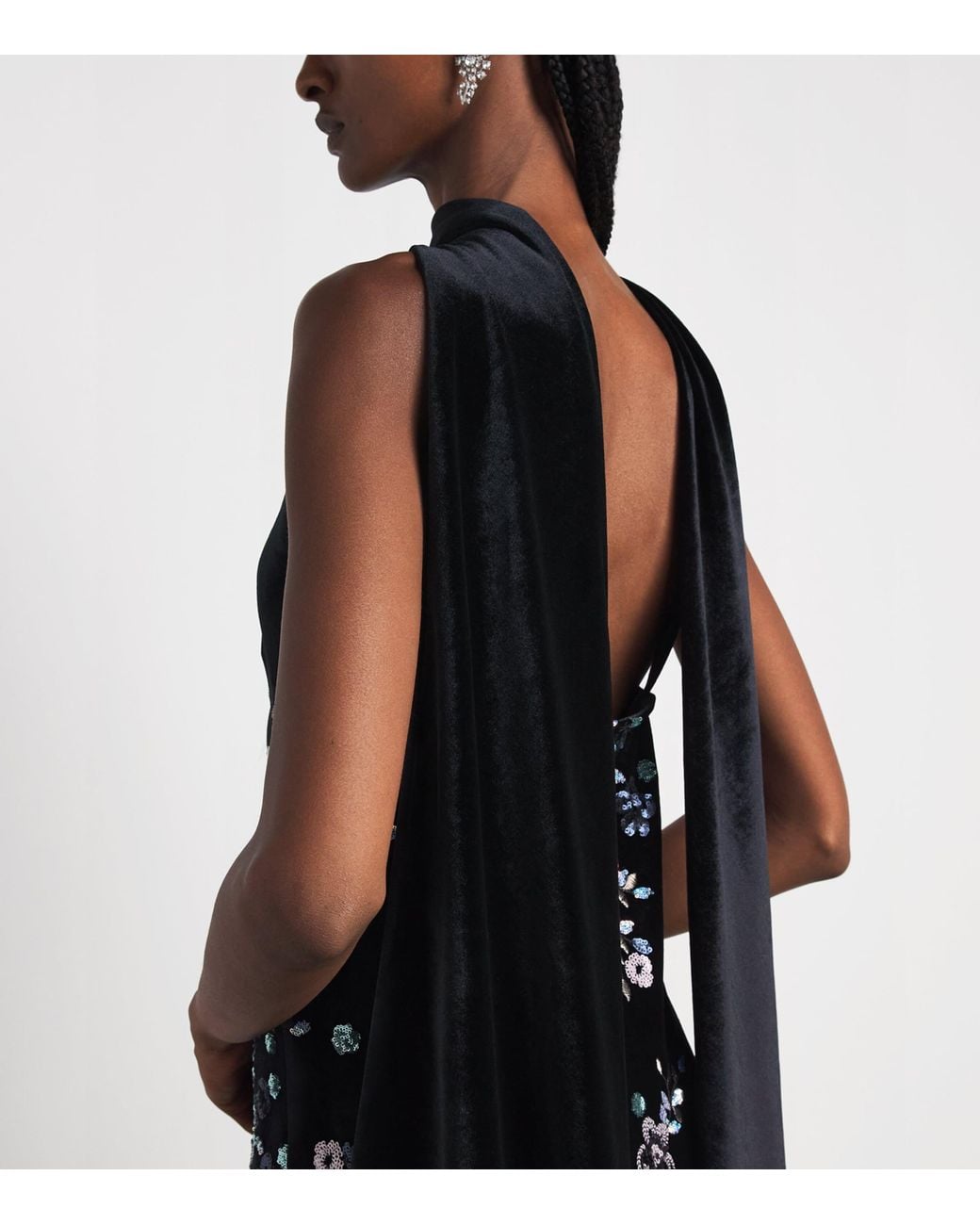 Talbot Runhof Black Velvet Floral Sequin Gown