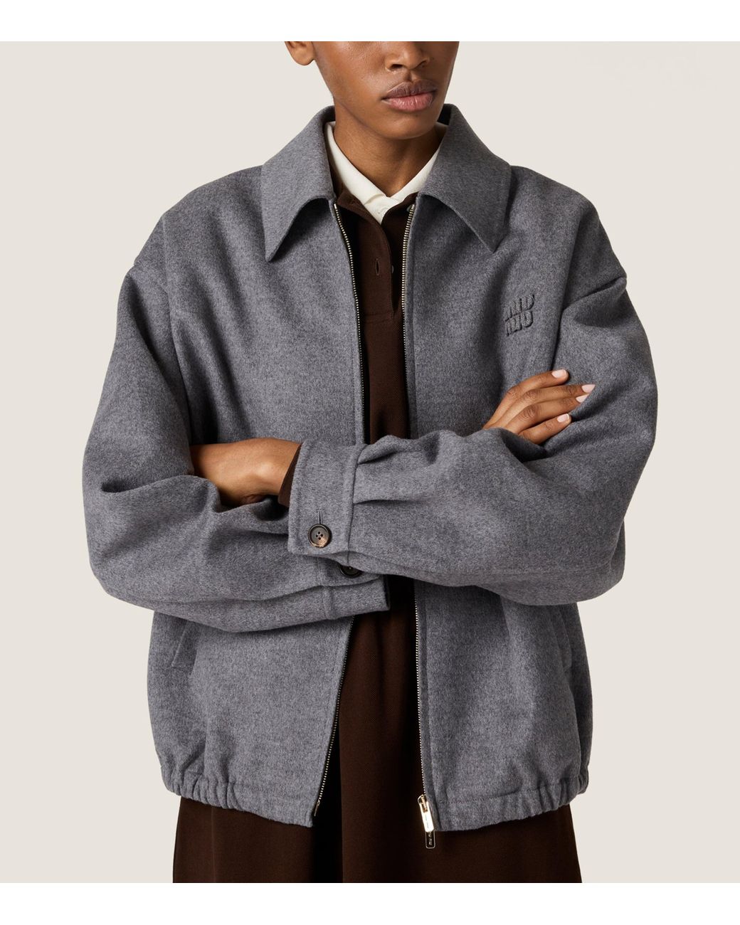 Miu Miu Gray Wool-Cashmere Shirt Jacket