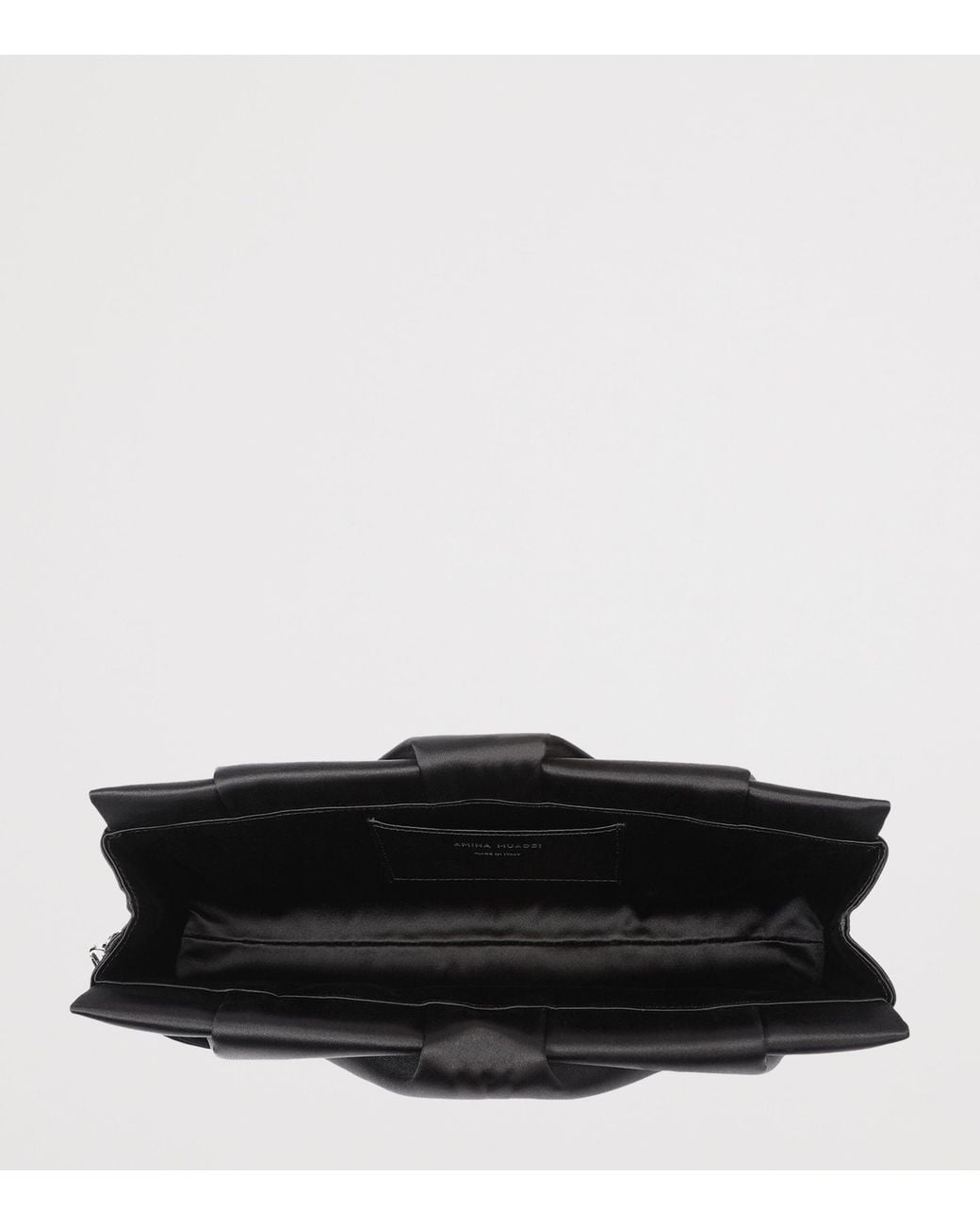 AMINA MUADDI Black Satin Vittoria Clutch Bag