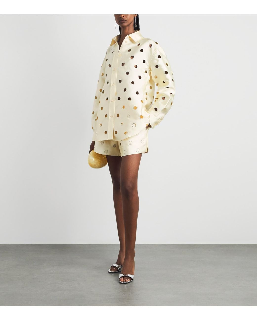 Sandro Natural Rhinestone Cut-Out Shorts