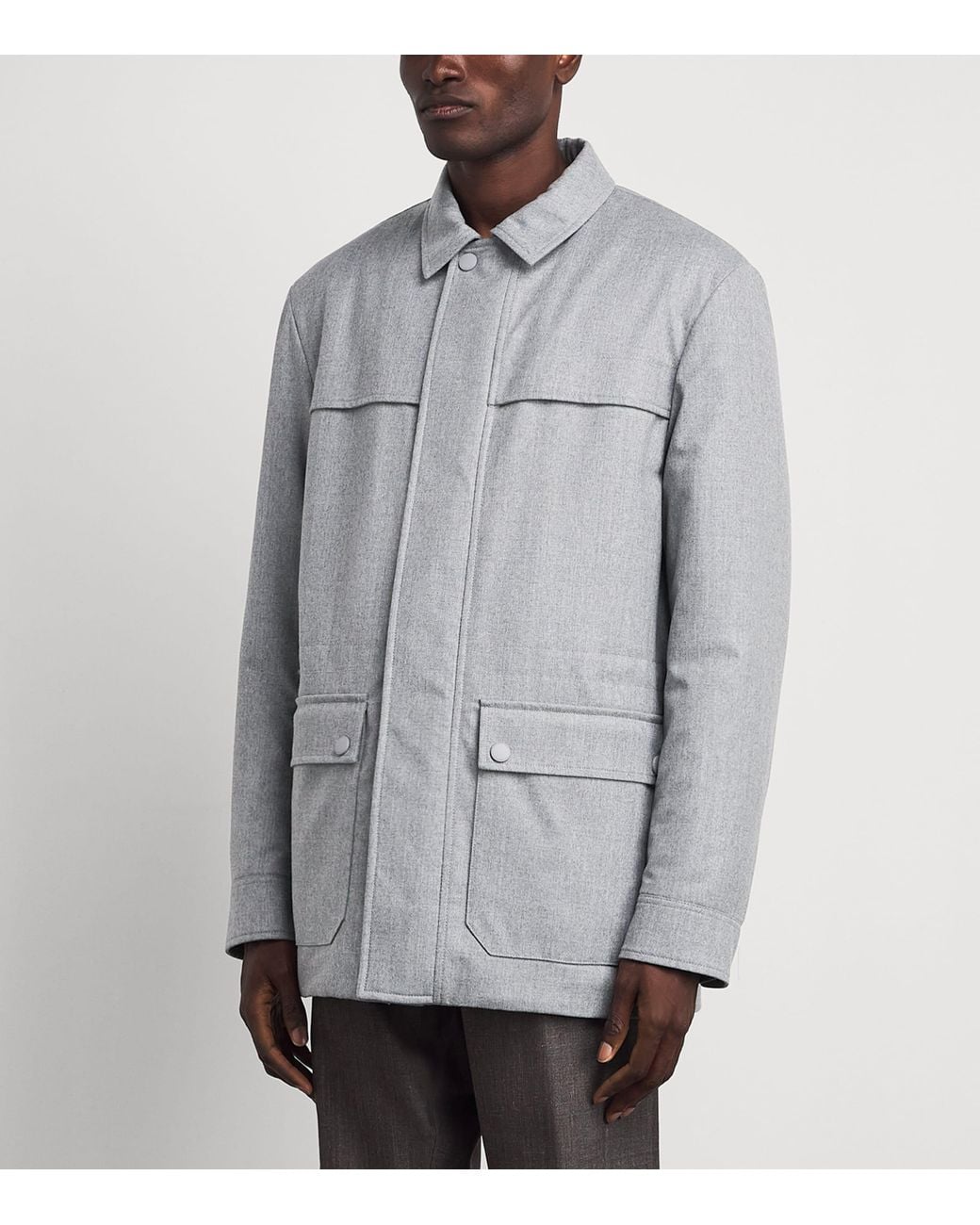 Canali Gray Wool Field Jacket for men