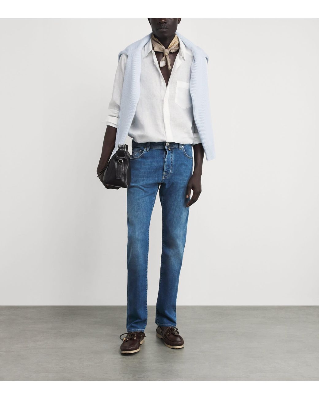 Jacob Cohen White Linen Long-Sleeve Shirt for men