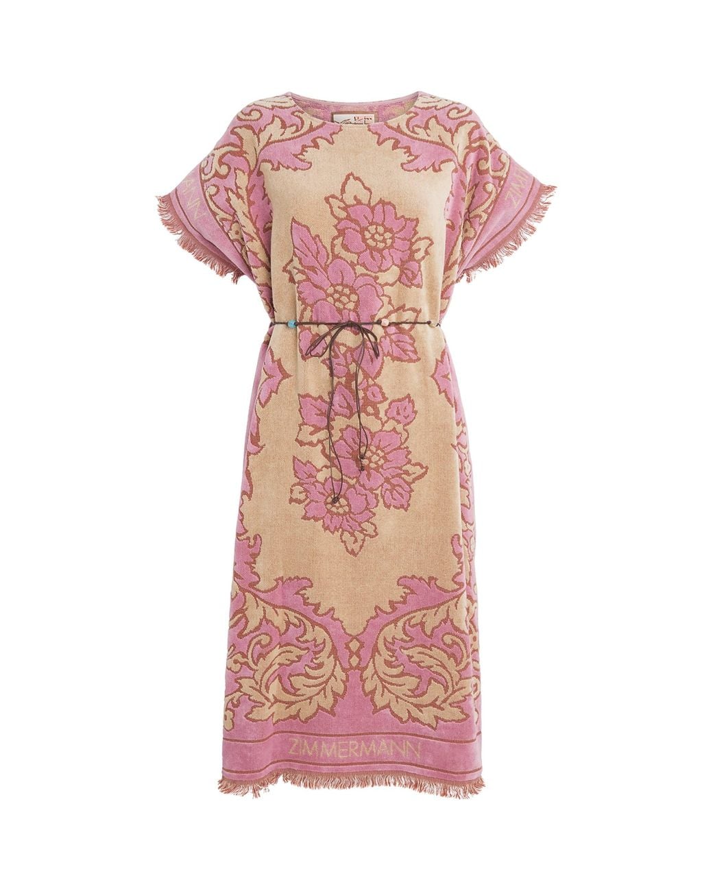 Zimmermann Pink Towelling Floral Aster Midi Dress