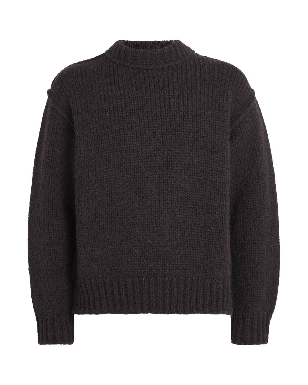 Our Legacy Black Merino Wool-Alpaca Mock Roundneck Sweater for men