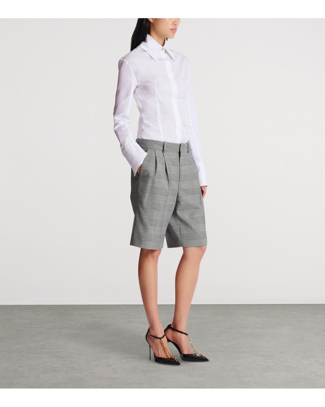 Balmain Gray Darted Shorts