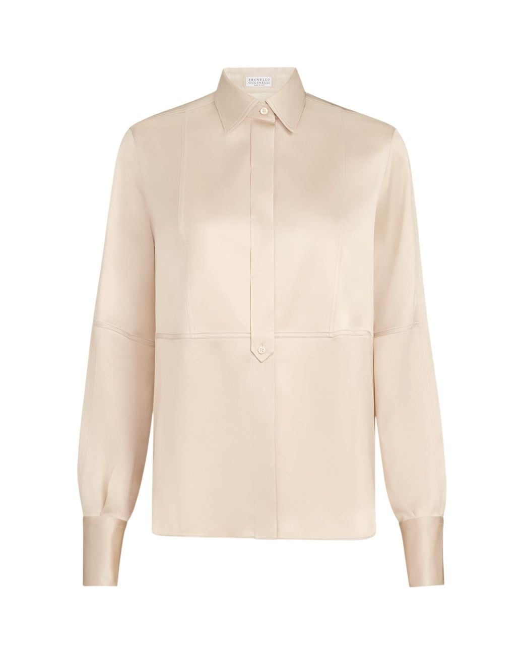 Brunello Cucinelli Natural Stretch-Silk Satin Shirt