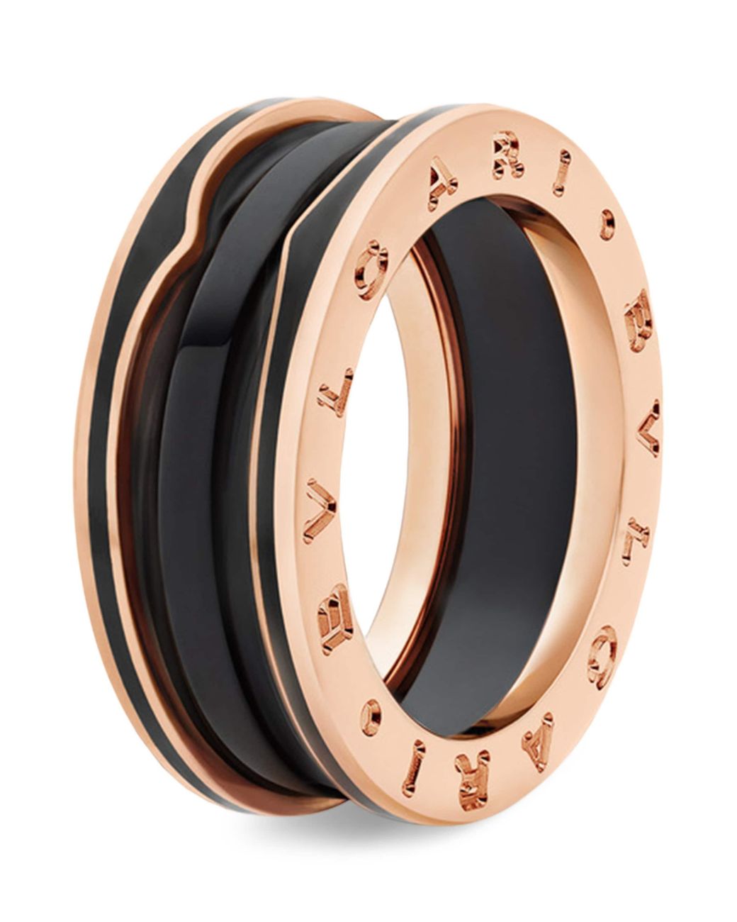 BVLGARI Black And Ceramic B.Zero1 Two-Band Ring