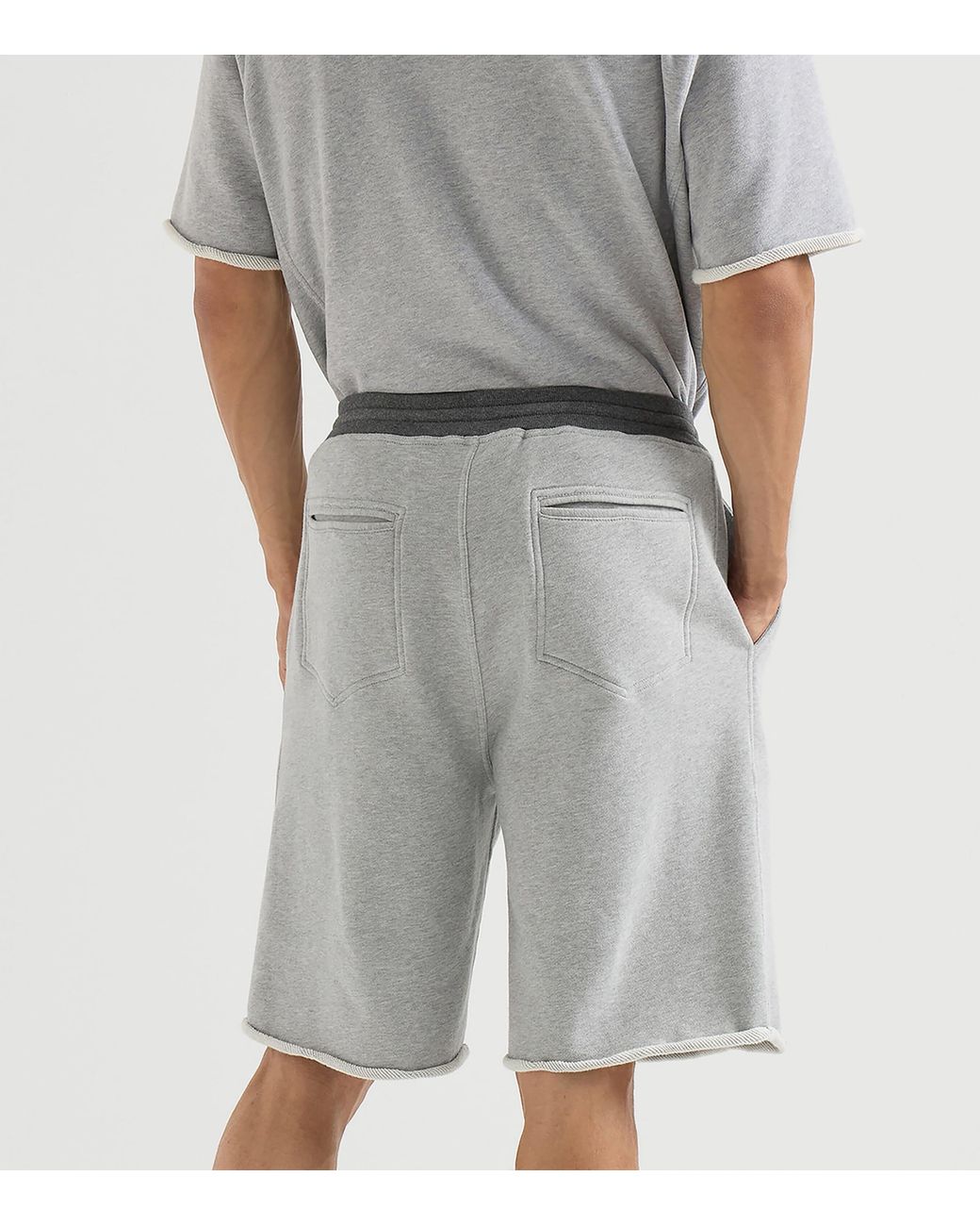 Brunello Cucinelli Gray Cotton Track Bermuda Shorts for men
