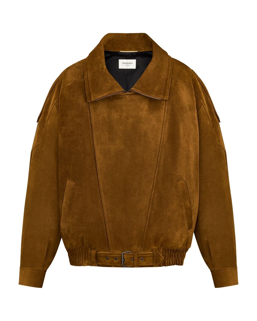 Saint Laurent Brown Suede Belted Bomber Jacket