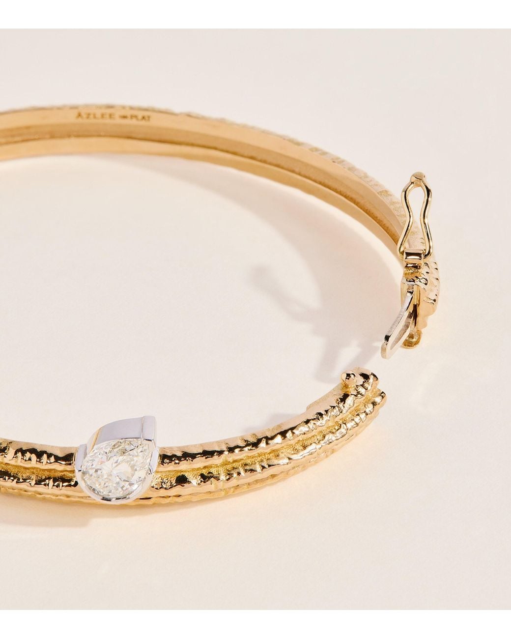 Azlee Natural And Diamond Dewdrop Bangle