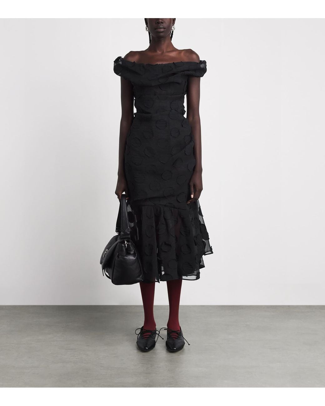 Vivienne Westwood Black Polka-Dot Ginnie Frill Midi Dress