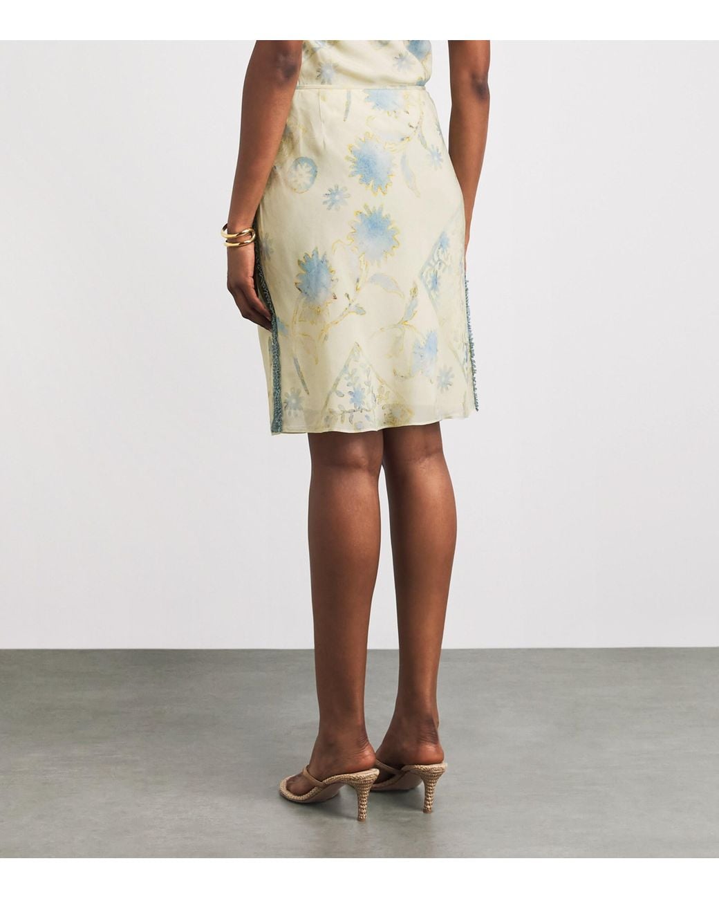 Sir Natural Satin Floral Cecile Midi Skirt