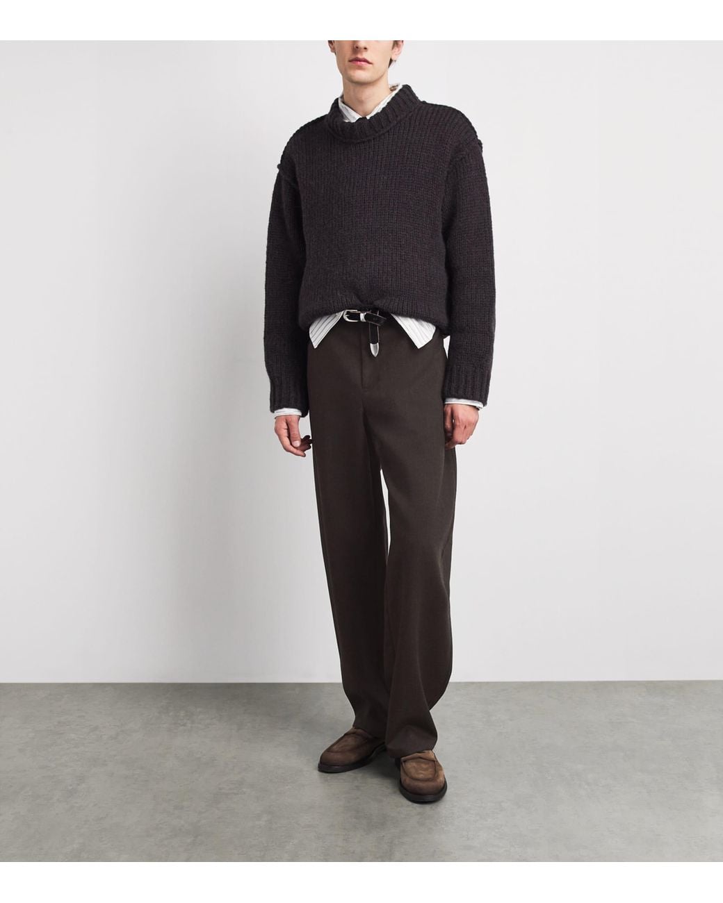 Séfr Brown Wool Nasedo Barrel-Leg Trousers for men