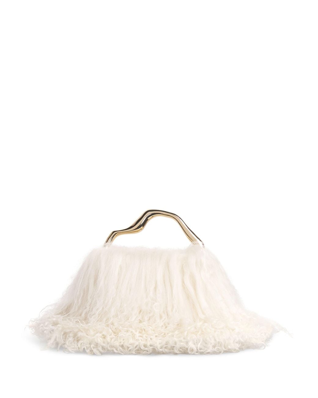 Cult Gaia Natural Mini Shearling Solene Top-Handle Bag