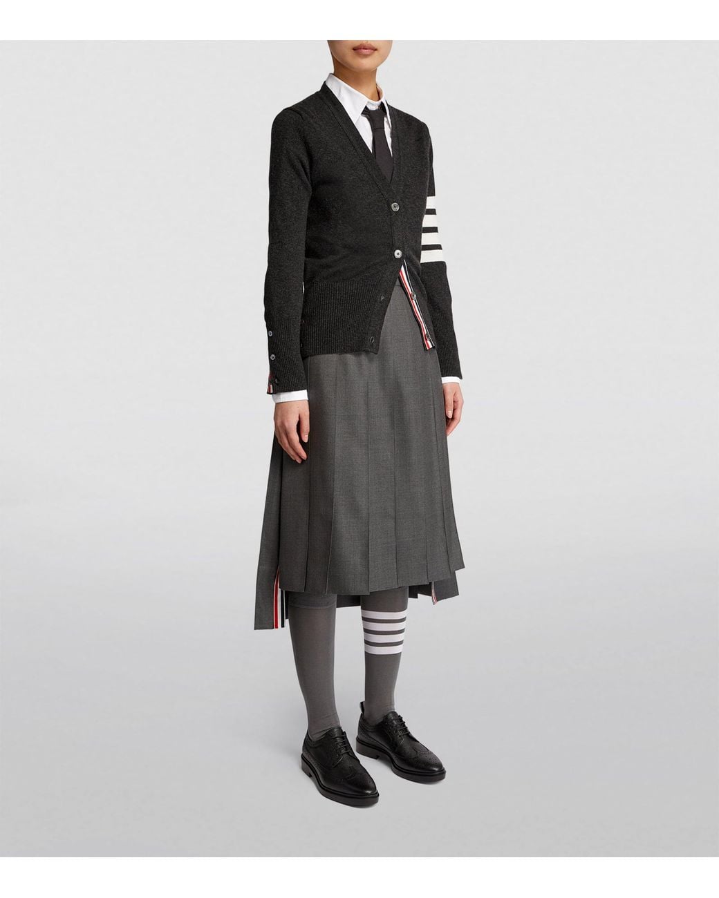 Thom Browne Gray Pleated Midi Skirt