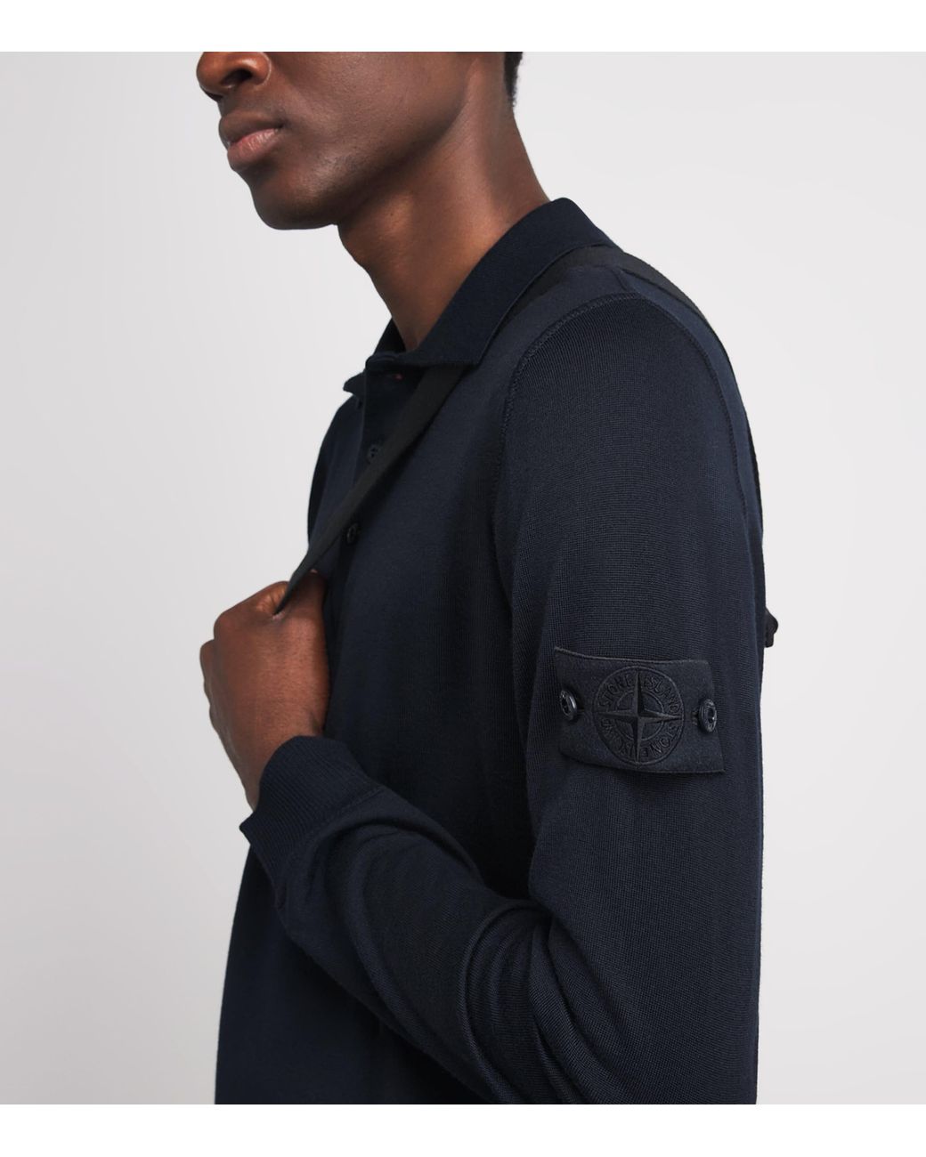 Stone Island Blue Virgin Wool Ghost Polo Sweater for men