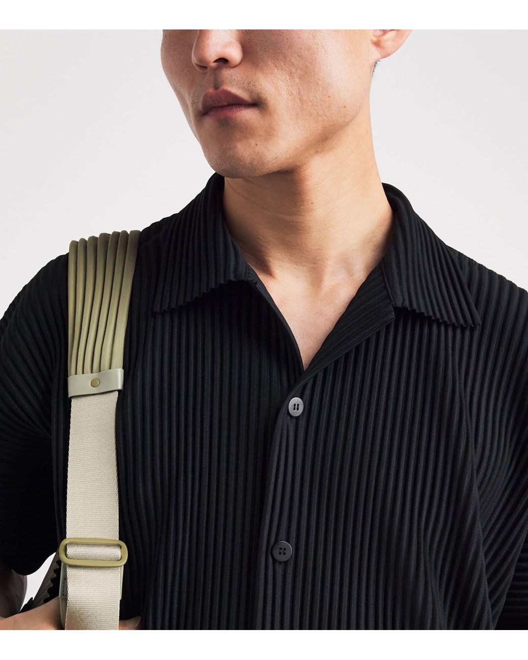 Homme Plissé Issey Miyake Black Pleated Short-Sleeve Shirt for men