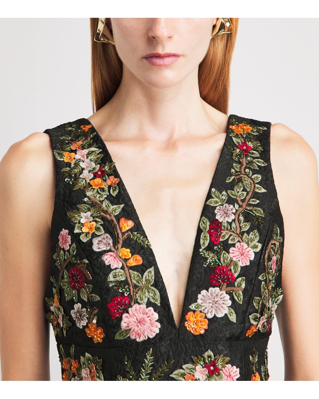 Alice + Olivia Black Floral Embroidered Mini Dress