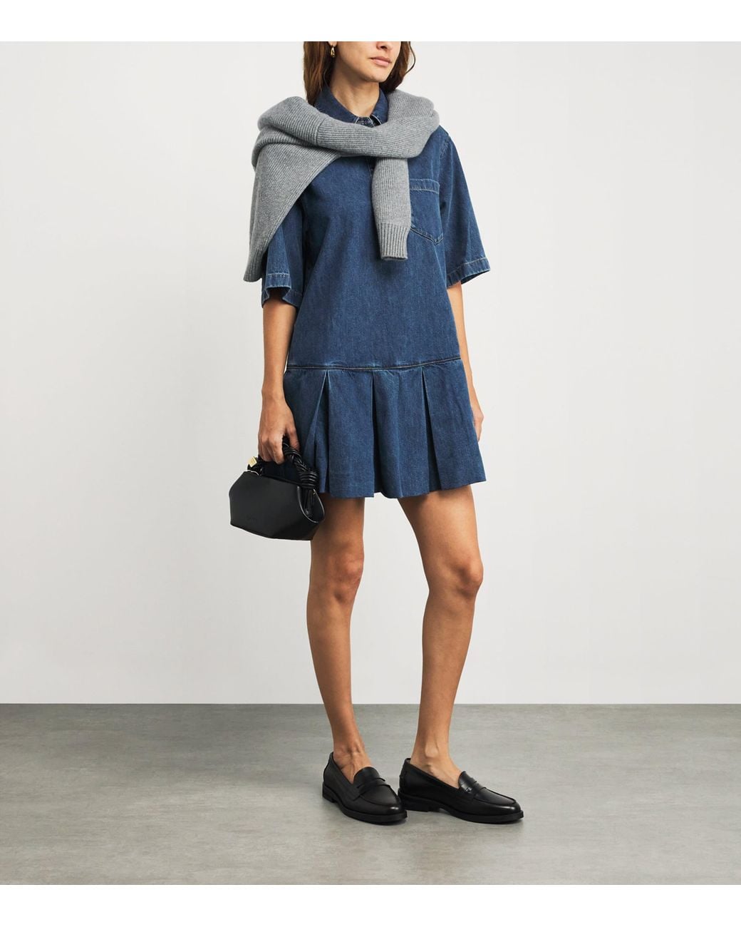 FRAME Blue The Tennis Denim Mini Dress