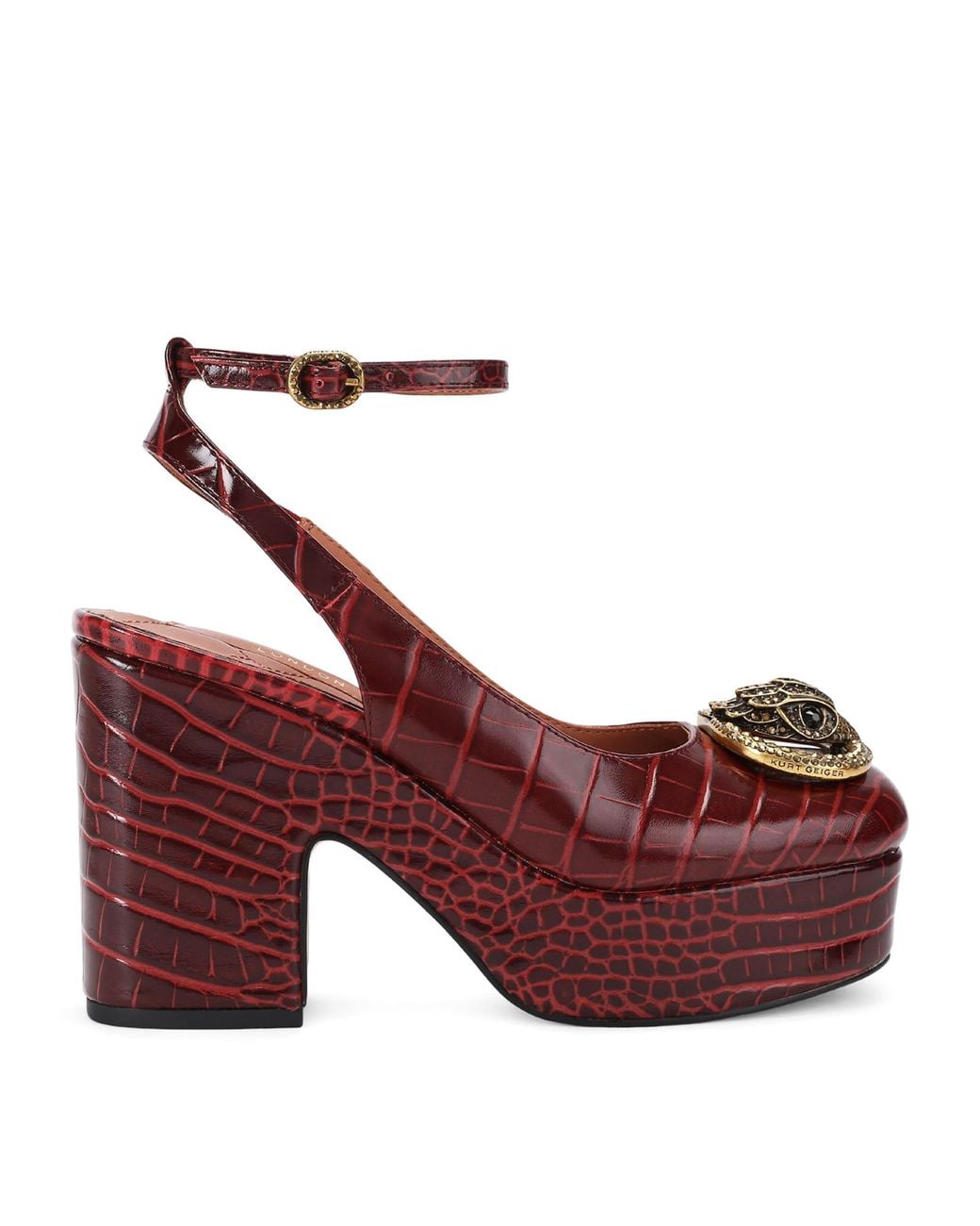 Kurt Geiger Red Croc-Effect Chelsea Platform Pumps