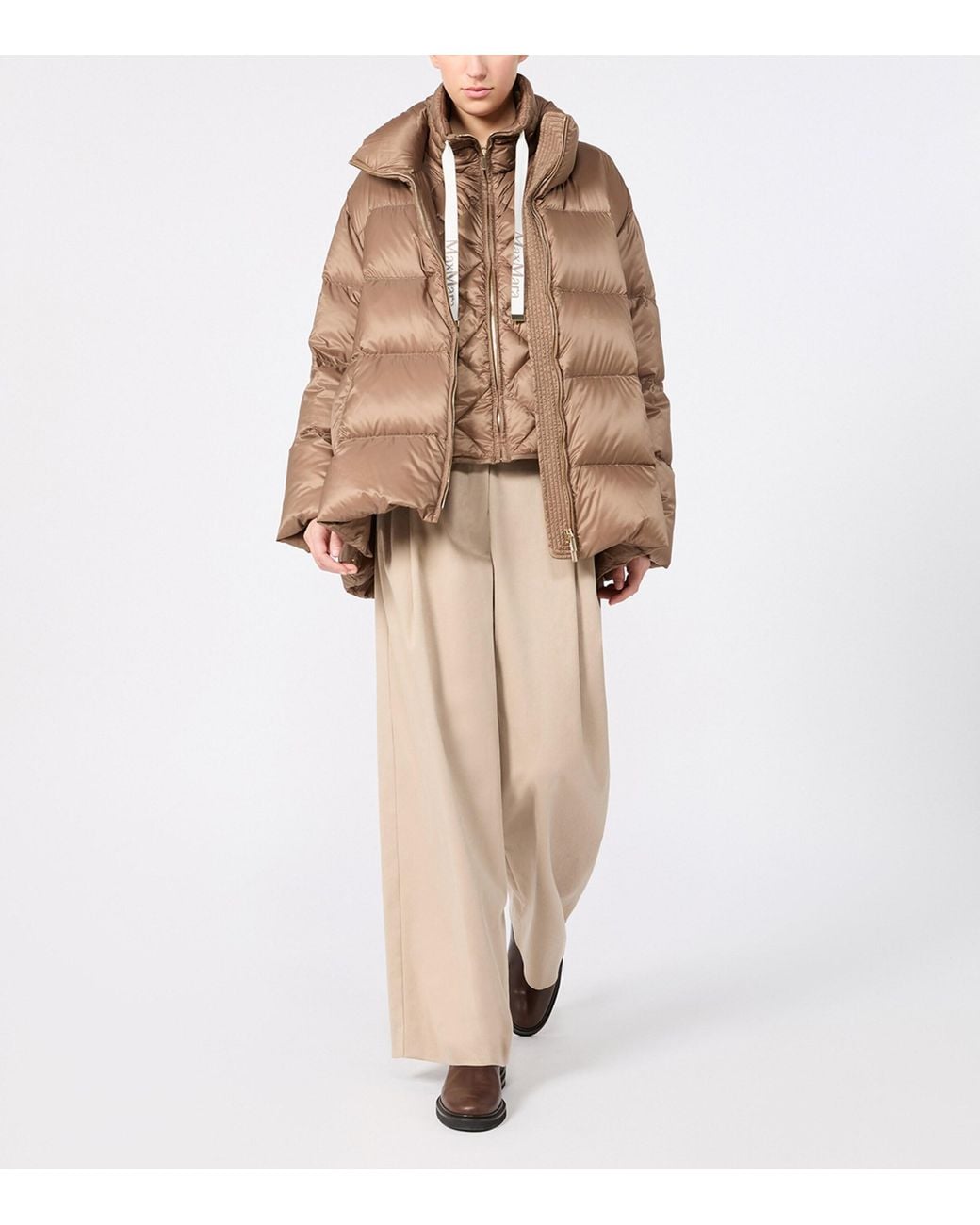 Max Mara Brown High-Neck Puffer Jacket