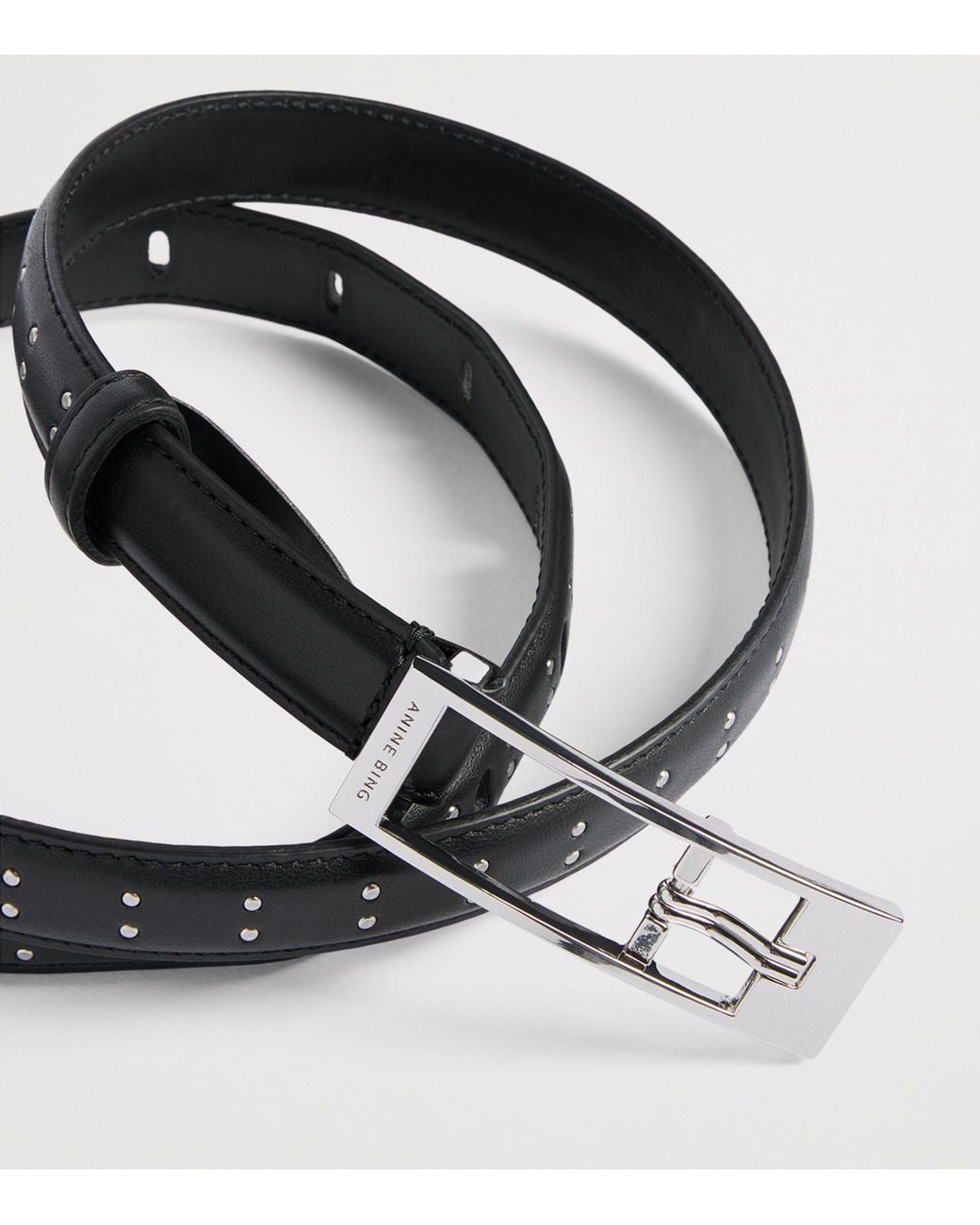 Anine Bing Black Leather Studded Ely Belt