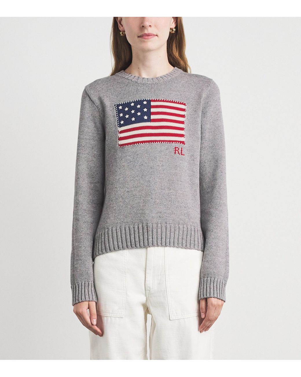 Polo Ralph Lauren Gray Cotton American Flag Sweater