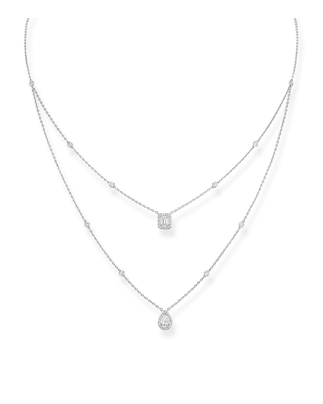 Messika White My Twin And Diamond Layered Necklace