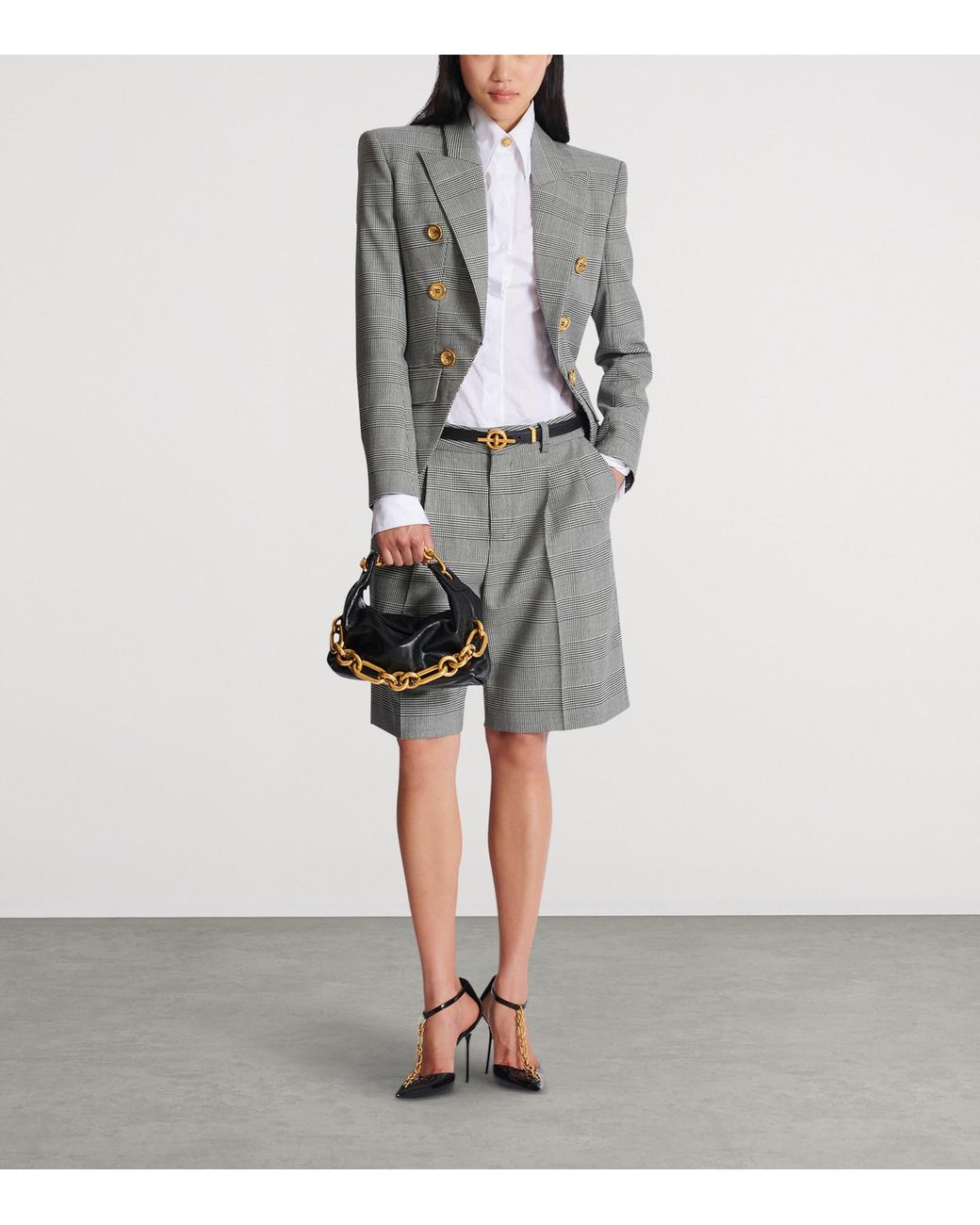 Balmain Gray Darted Shorts