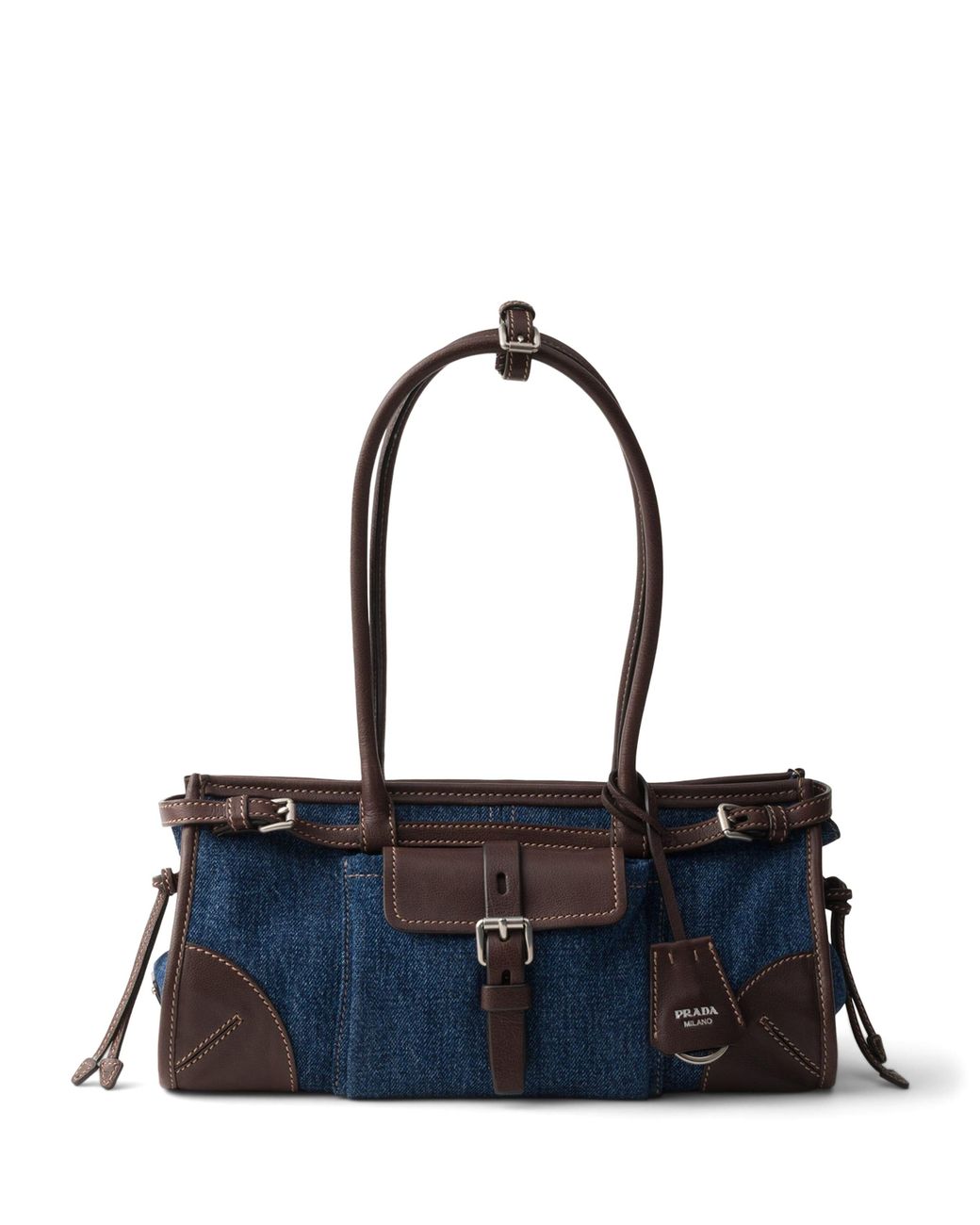 Prada Blue Medium Denim Bonnie Shoulder Bag