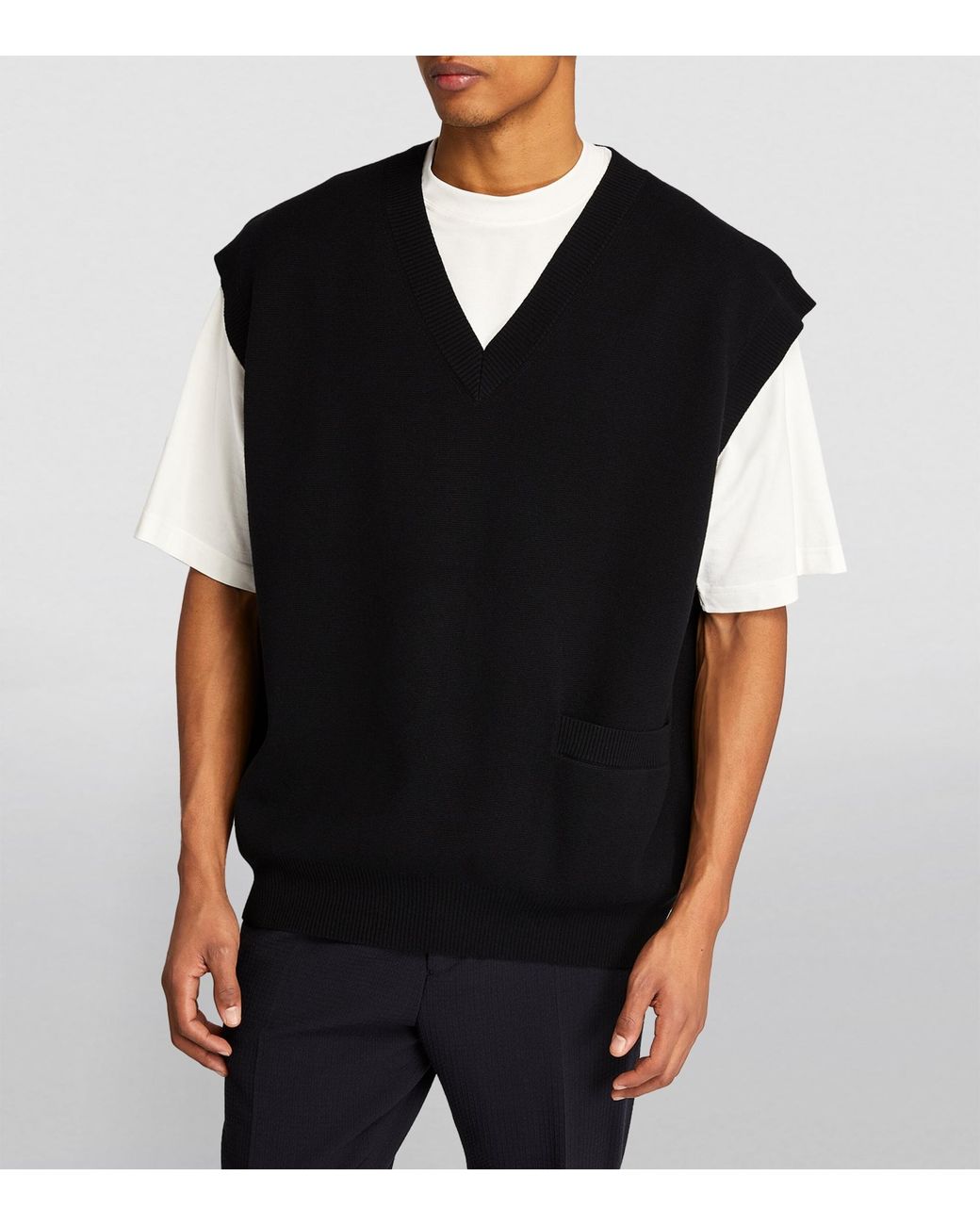 Studio Nicholson Merino Wool-blend Sweater Vest in Black for Men