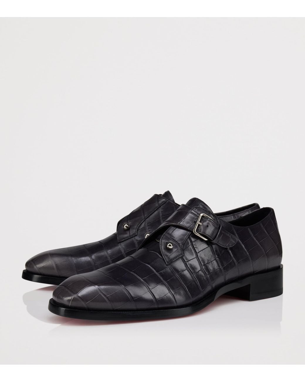 Christian Louboutin Black Chambelimonk Leather Monk Shoes